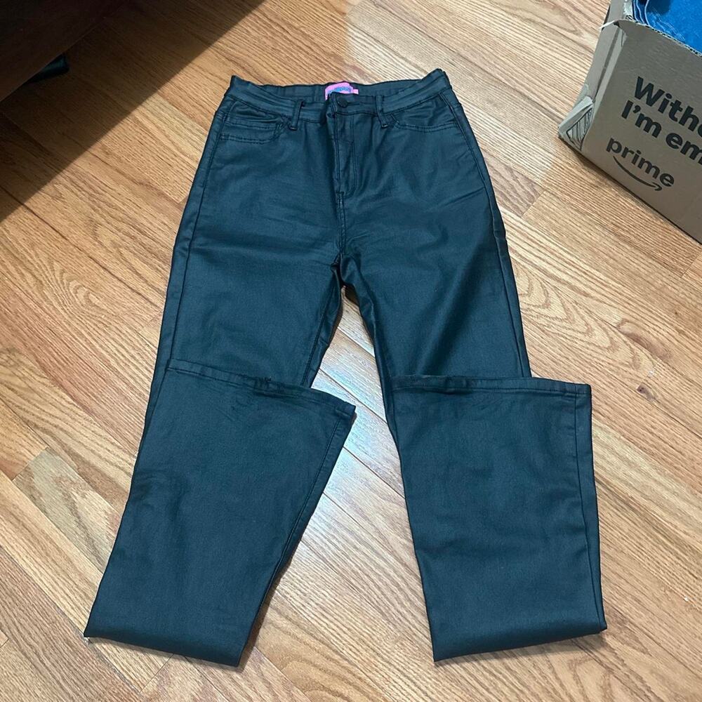 Edikted black leather pants with